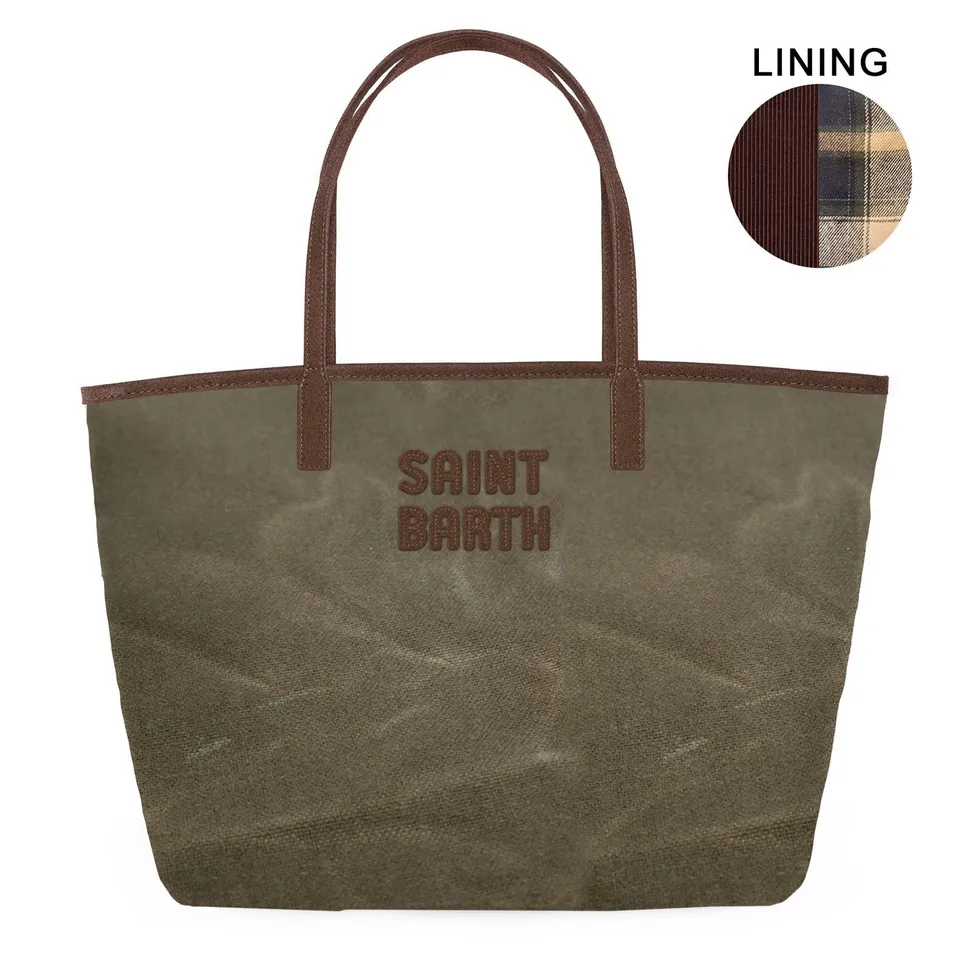 MC2 Saint Barth City Bag Mid Wax Borsa Nylon Militare Marrone