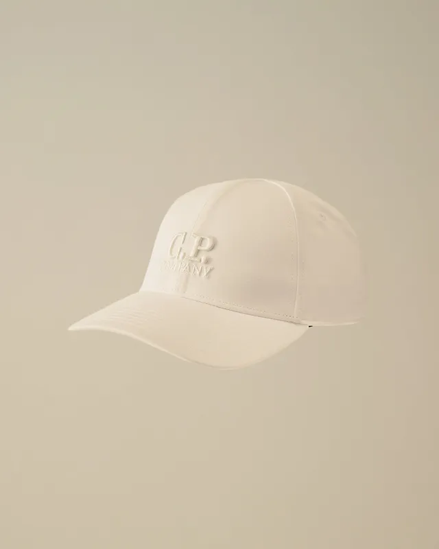 C.P. Company baseball cappello uomo bianco gabardina cotone