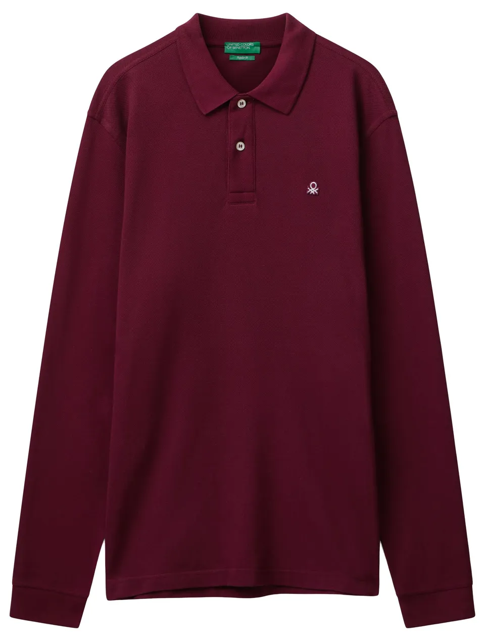 Benetton 3089j3204 polo uomo rossa manica lunga cotone