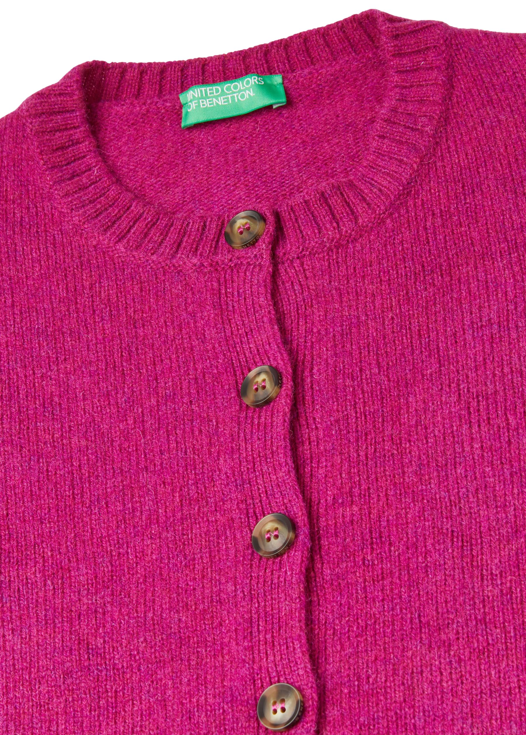 Benetton Maglieria 103ME500L Cardigan Donna Viola Tinta Unita