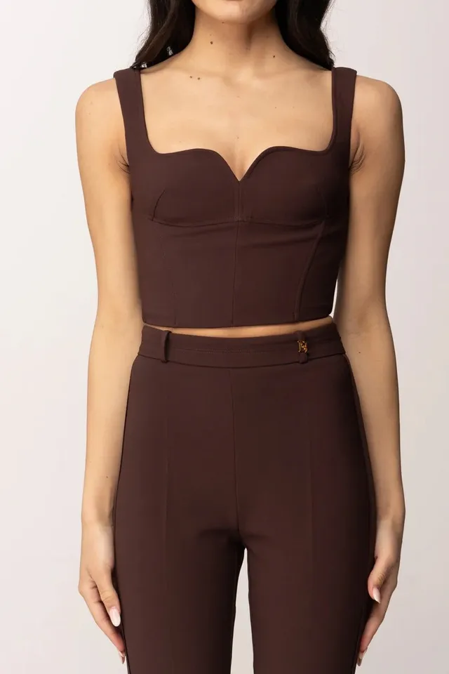 Elisabetta Franchi TO04161E2 Top Donna Cacao