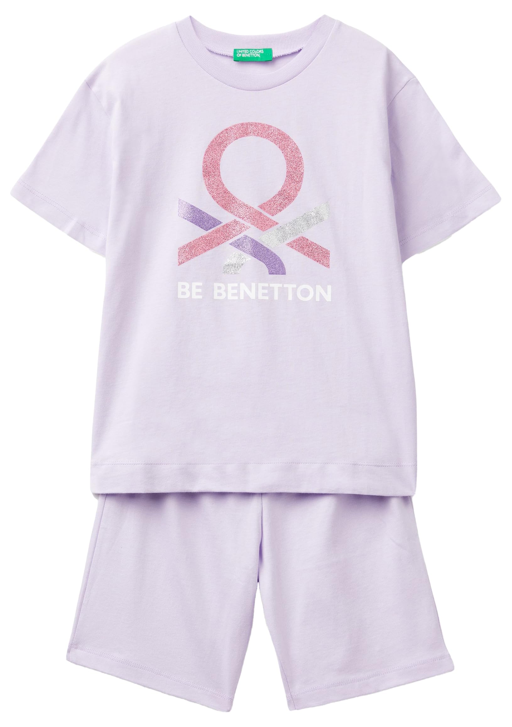 Benetton 30960p06s Pigiama Bambino Corto T-Shirt+Short Blu