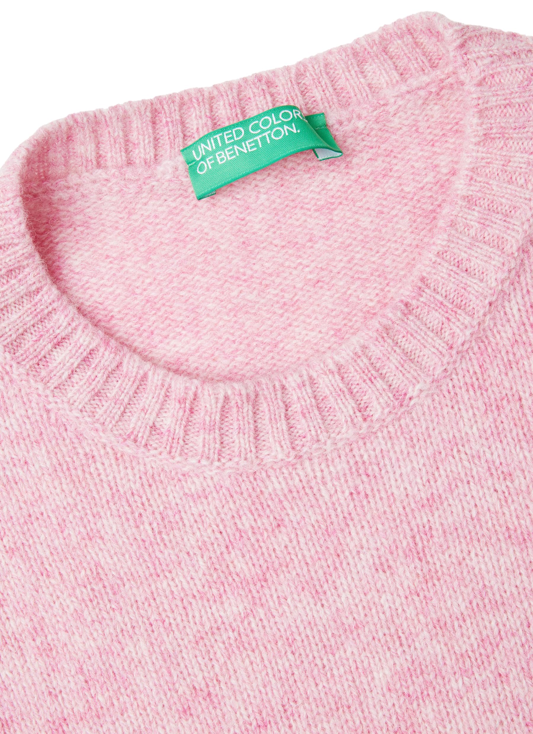 Benetton Maglieria 103me1n23 Maglione Donna Rosa XXS girocollo