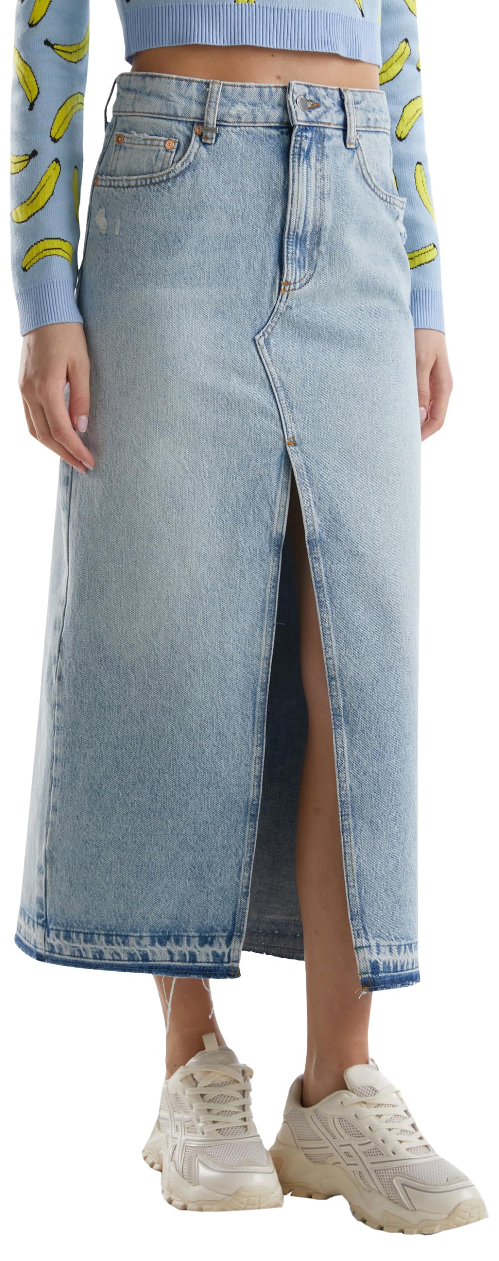 Benetton Gonne Gonna lunga denim con spacco davanti