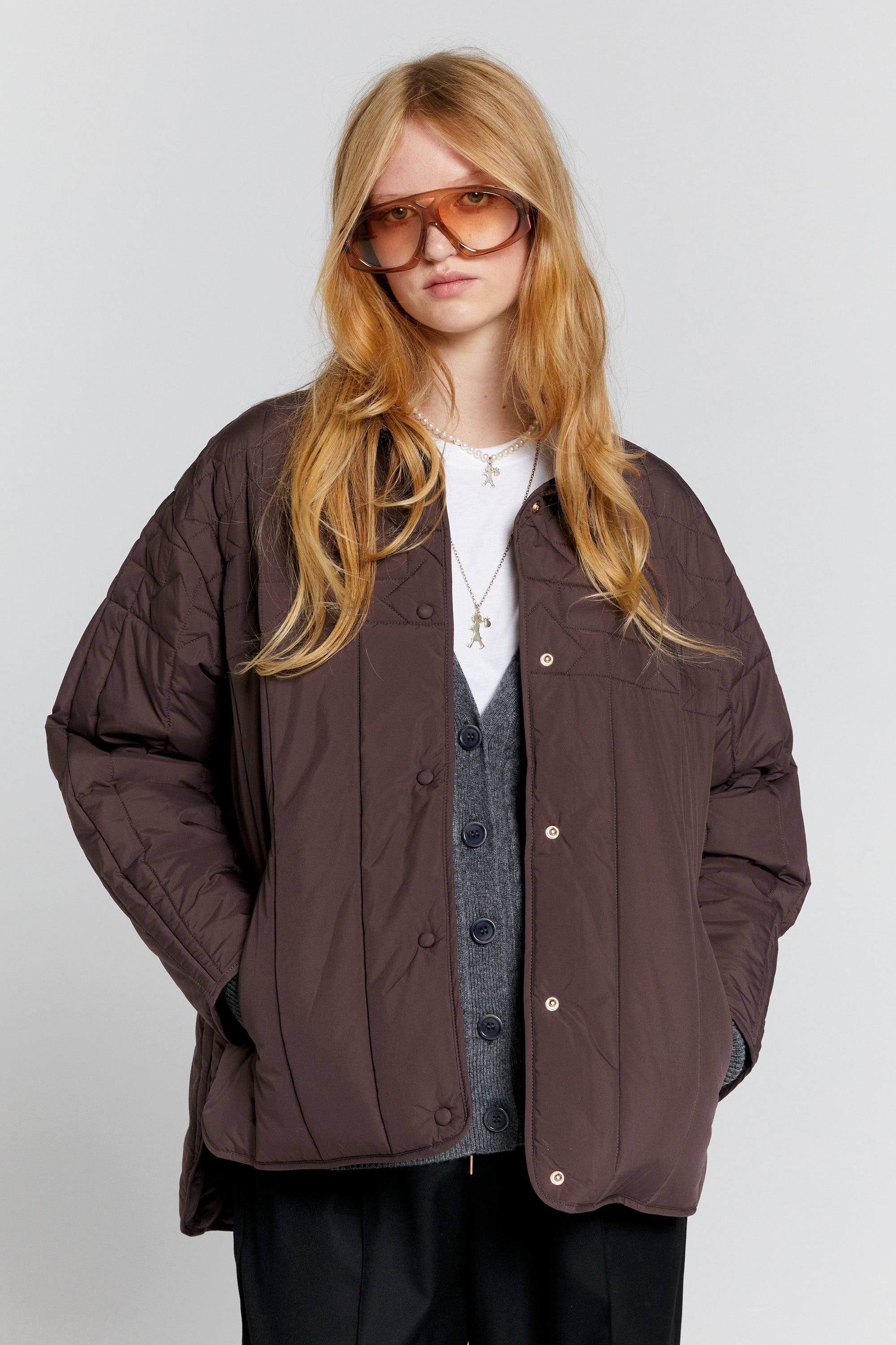 Karen Walker Quilted Voyager Jacket giacca trapuntata mahogany M