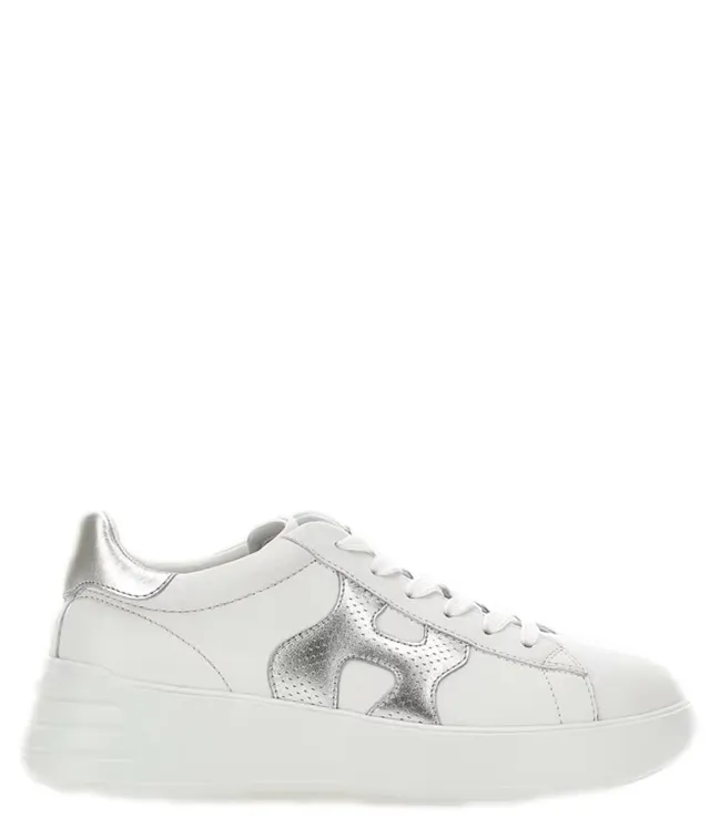 Hogan Rebel H562 Sneakers Donna Bianco Argento nappa