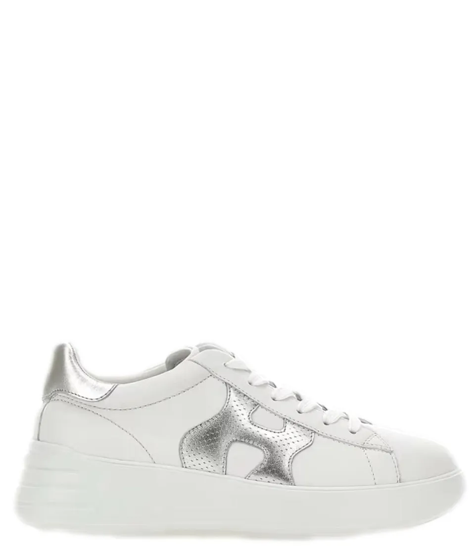 Hogan Rebel H562 Sneakers Donna Bianco Argento nappa