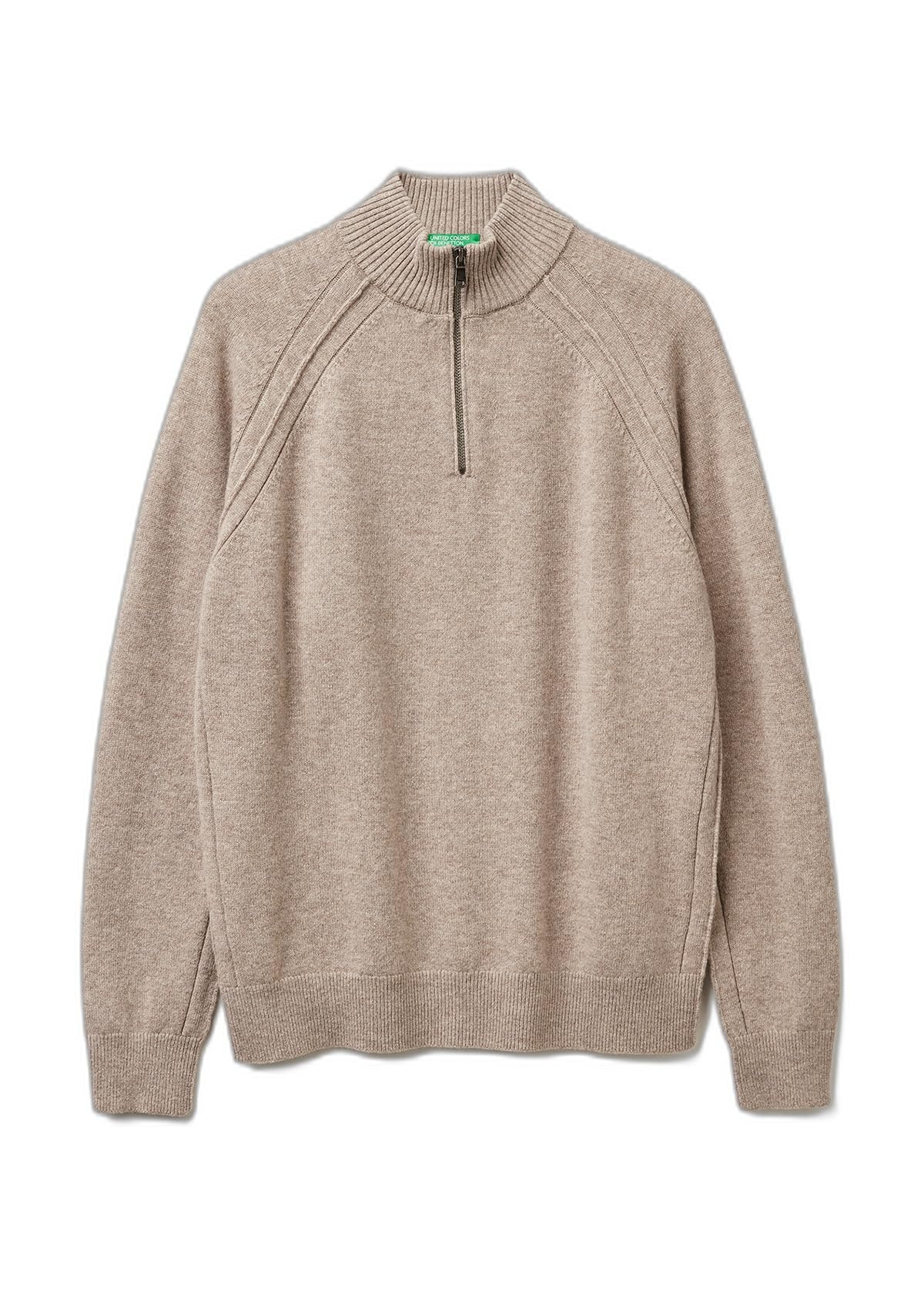 Benetton Maglieria 1006u202b Maglione Blu raglan con zip