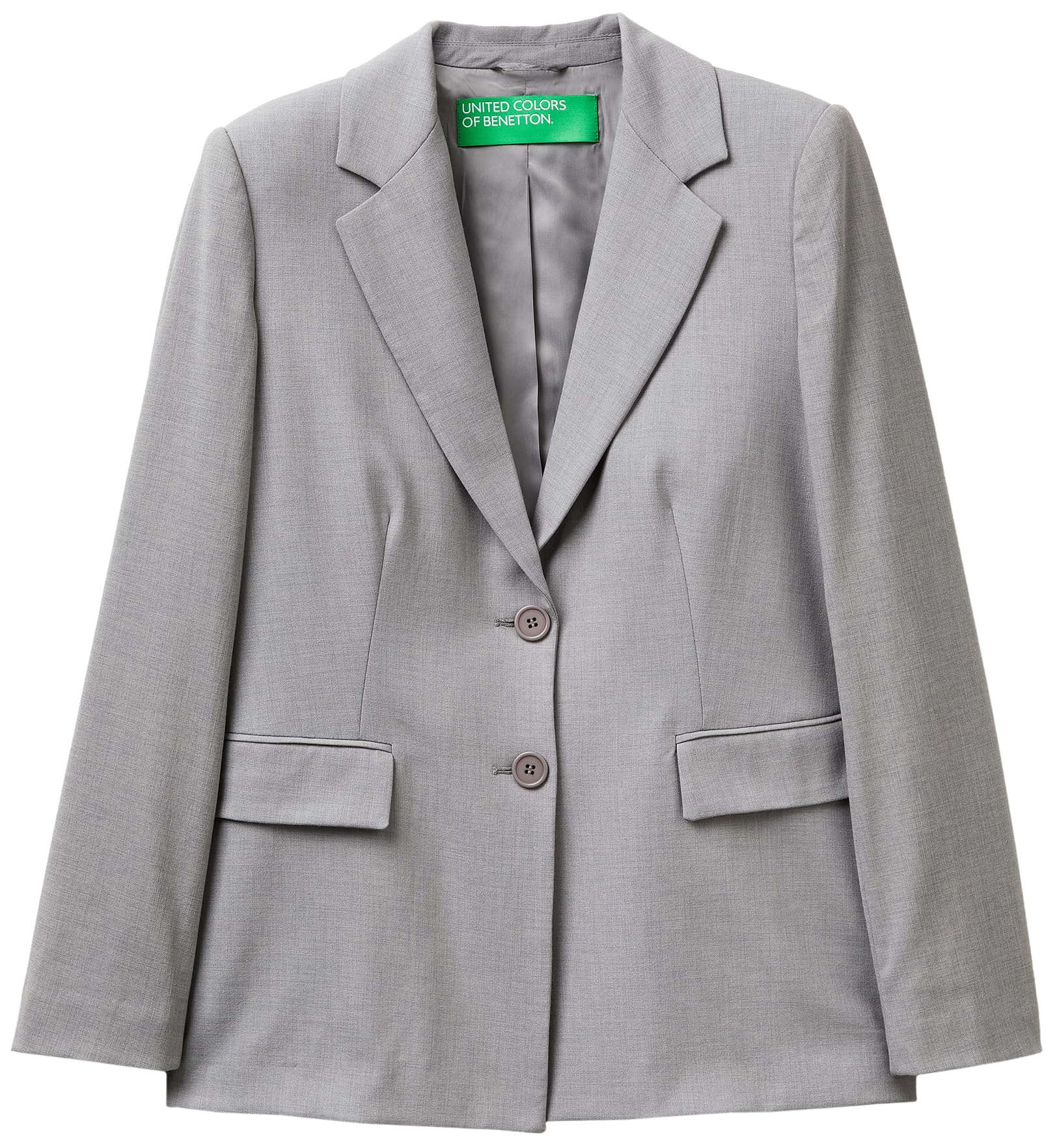 Benetton 2962DW02W Giacca Donna Grigio in Misto Viscosa 2 Bottoni