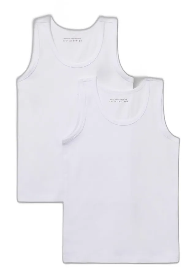 Benetton 3op80h014 Set 2 Canotte Bimbo Bianco 101