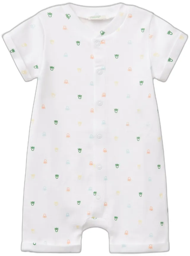 Benetton Pigiamino Bimbo Tutina Taglia 50 Cotone Organico Stampato