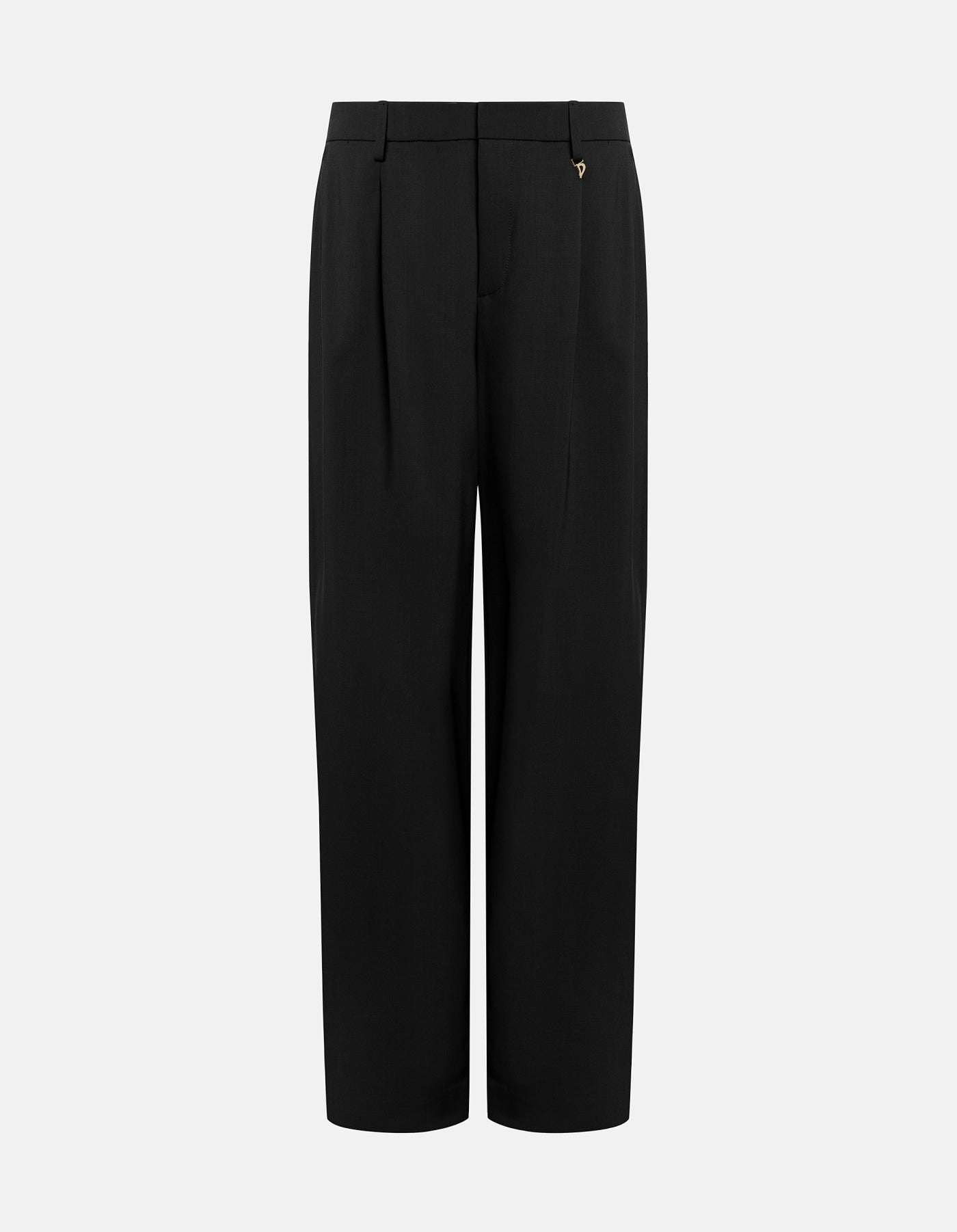 Dondup Lia DP840S Pantalone Nero Wide Leg Lana