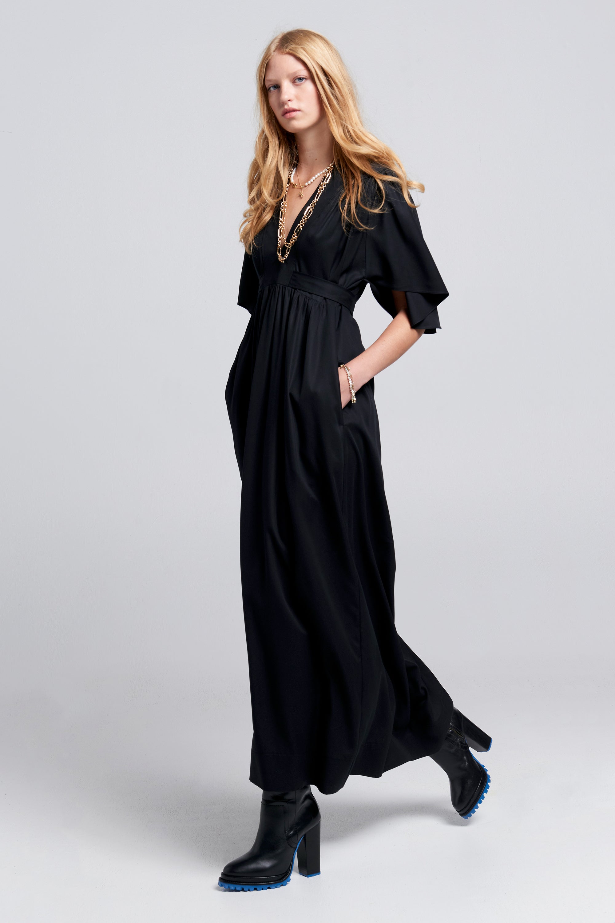 Karen Walker Jamboree Dress vestito nero in tencel lino