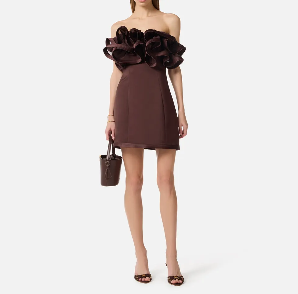 Elisabetta Franchi AB87962E2 Abito Corto cacao aderente