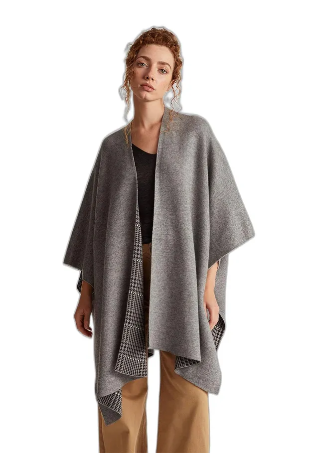 Benetton Maglieria 112heu01n Mantella Donna Grigio