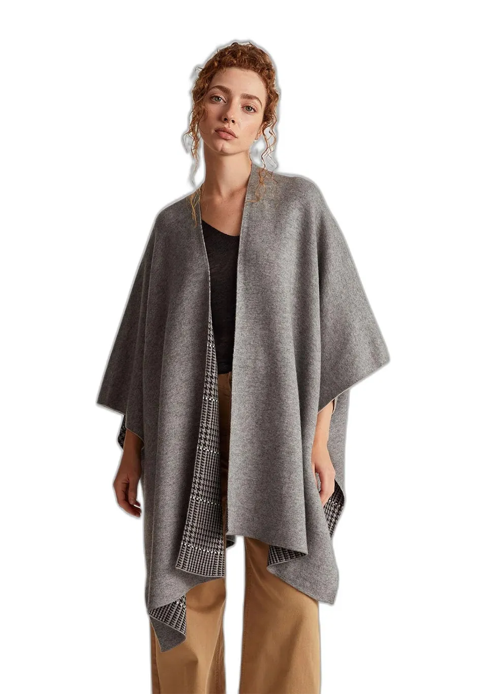 Benetton Maglieria 112heu01n Mantella Donna Grigio
