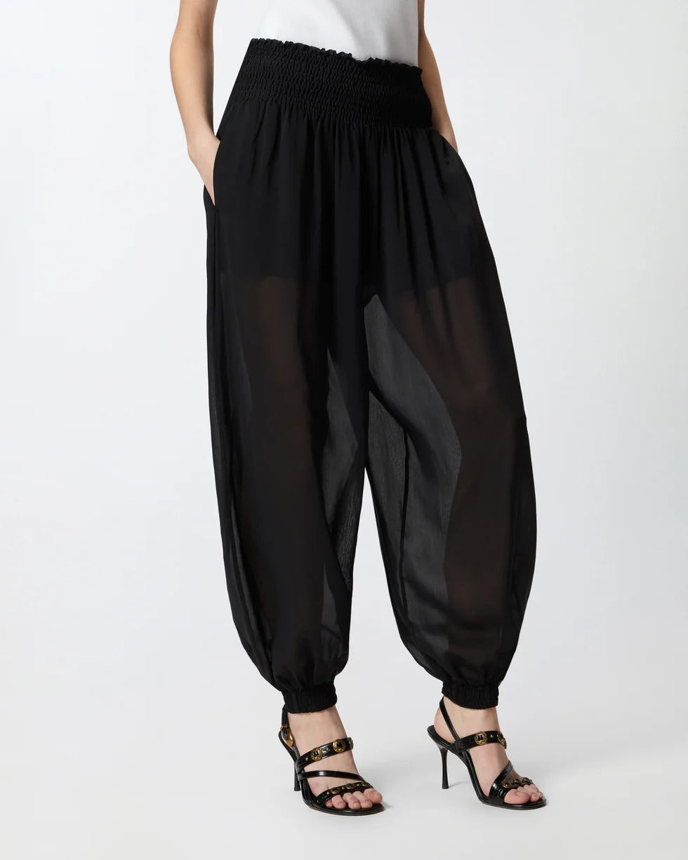Pinko Bore 106845 A3B2 pantalone nero gamba ampia