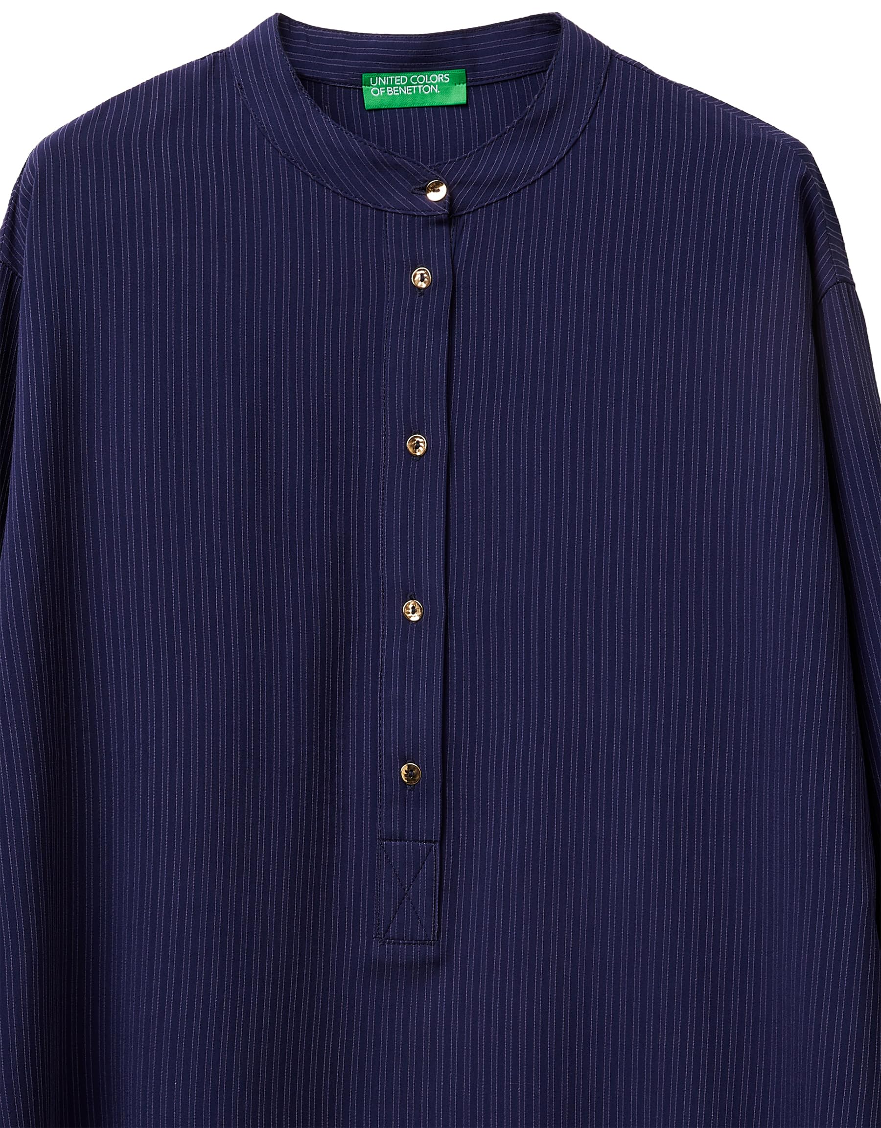 Benetton 5X0VDQ0DD Blusa Blu Viscosa Rigata