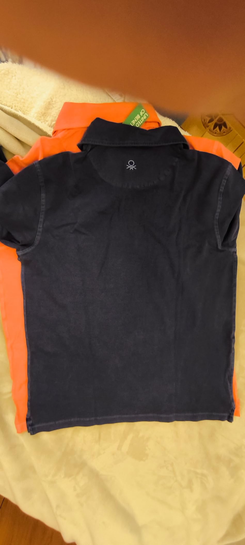 Benetton 3wg9u3026 Polo Uomo Blu Manica Lunga Cotone