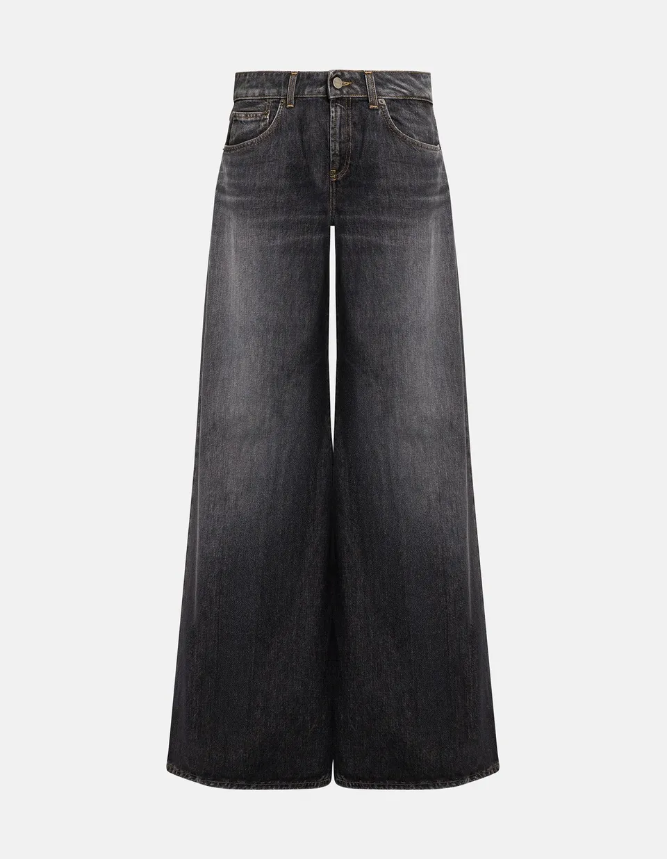 Dondup Marlen DP775 Wide Leg Jeans Donna Nero Stretch