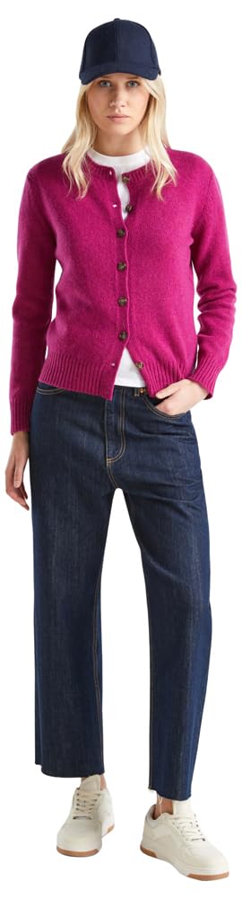 Benetton Maglieria 103ME500L Cardigan Donna Viola Tinta Unita