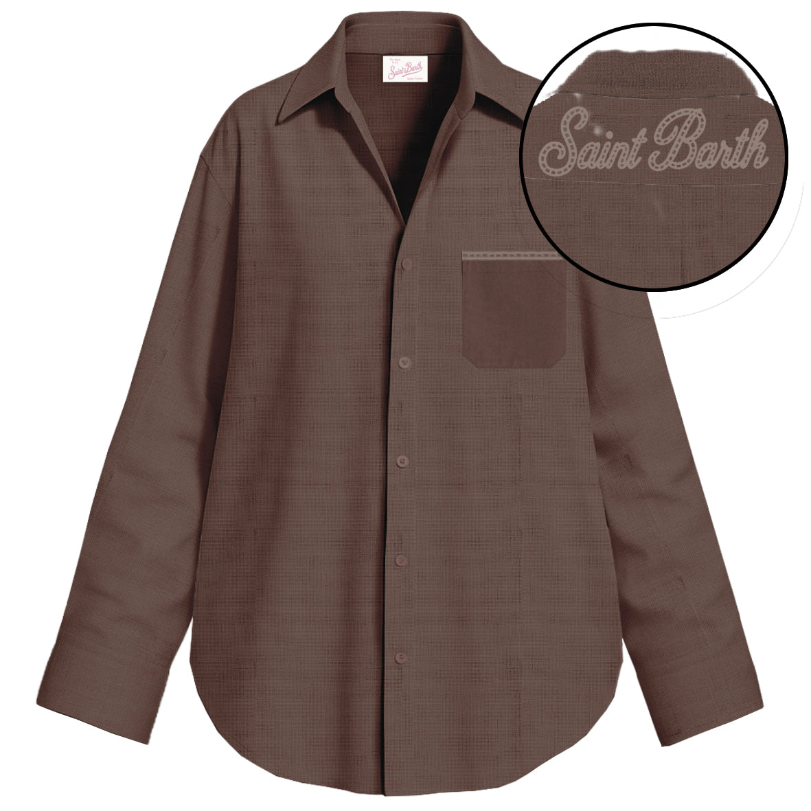 MC2 Saint Barth Cristal Pocket 08806L Camicia Donna Marrone Lino