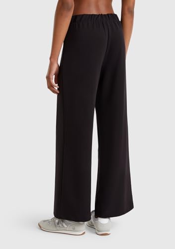 Benetton Pantalone Donna Flare Viscosa Effetto Cupro con Logo