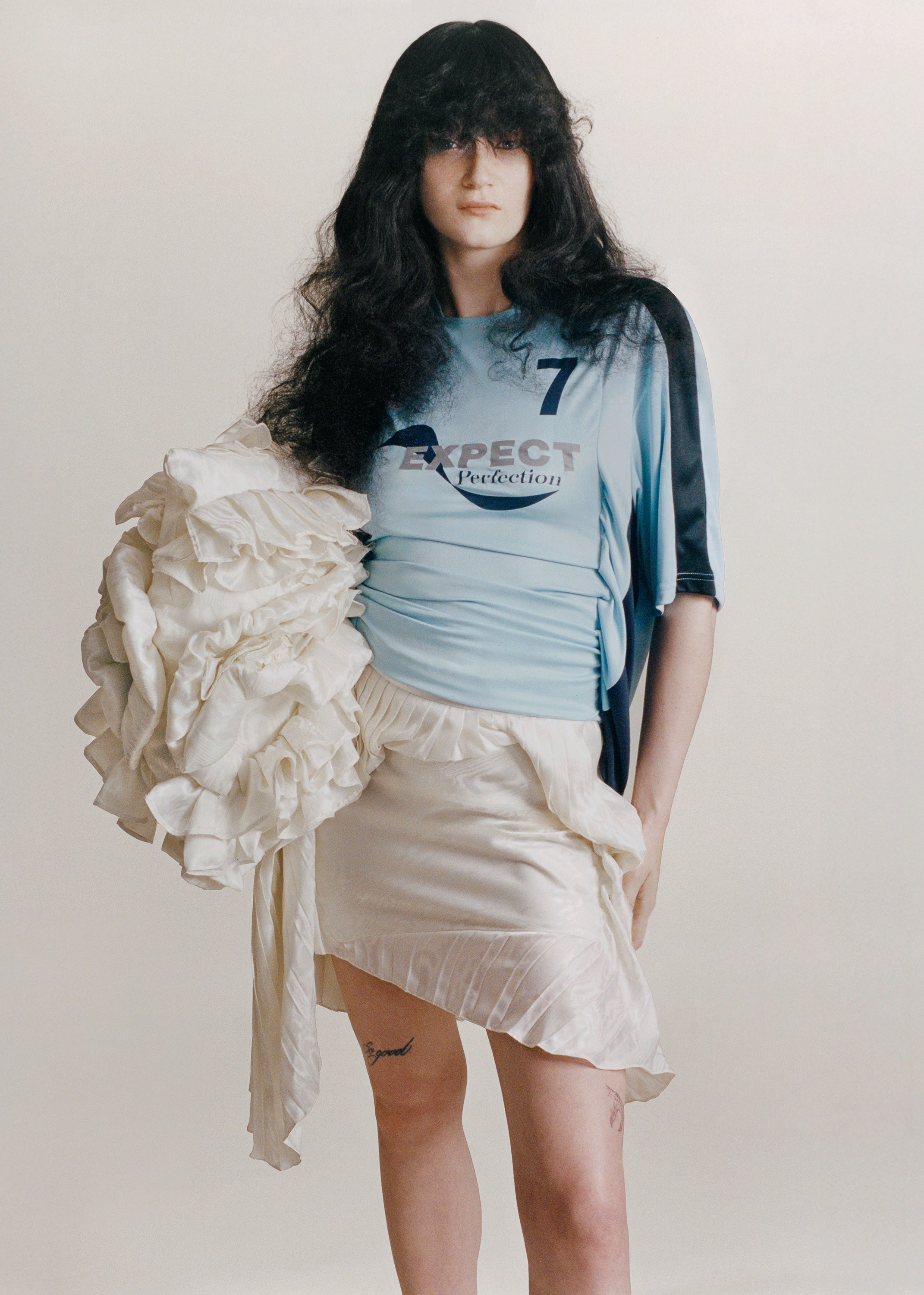Martine Rose Half Stretch Top calcio donna blu slim poliestere