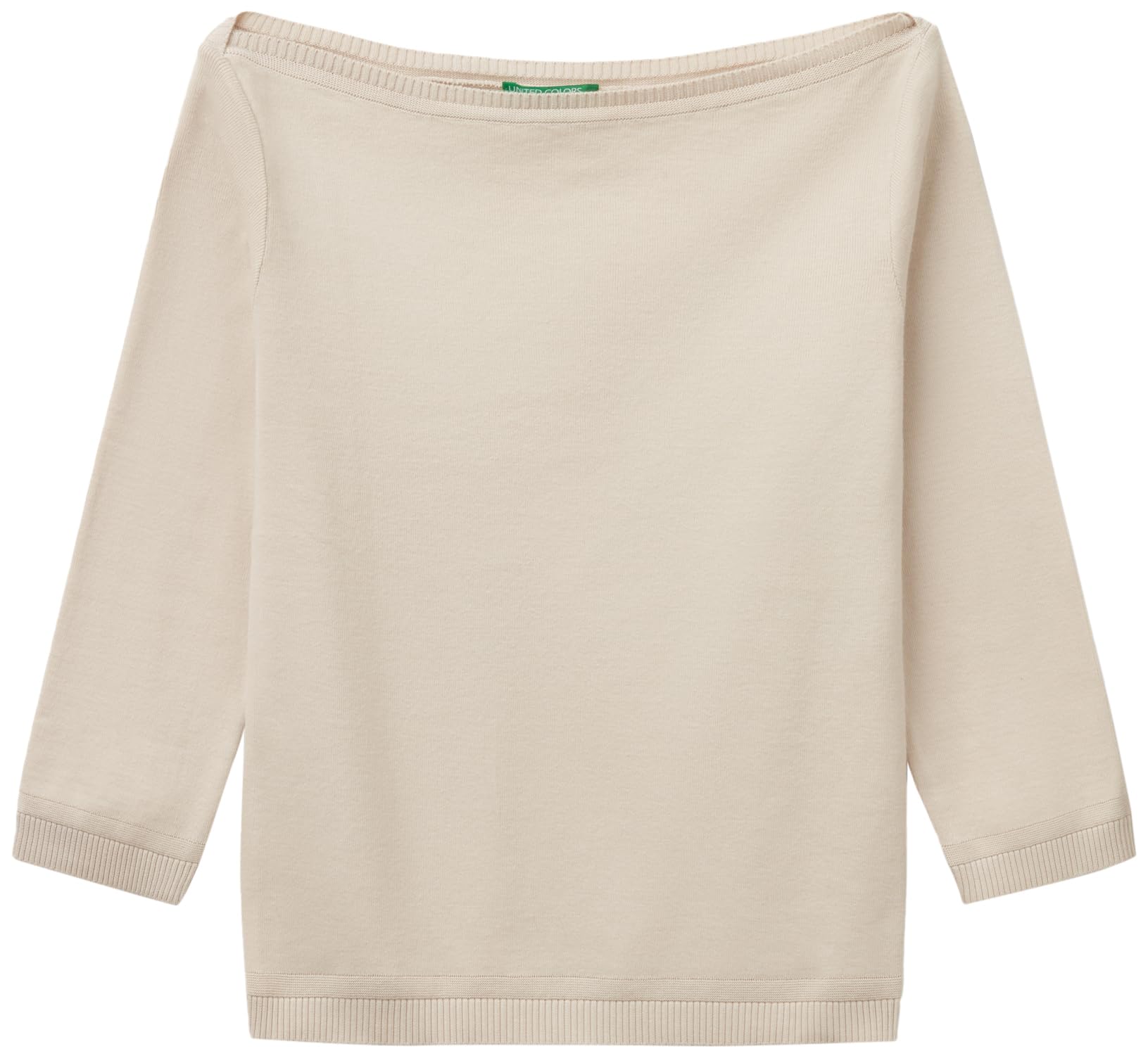 Benetton 1091d1m09 maglione donna azzurro cotone barchetta
