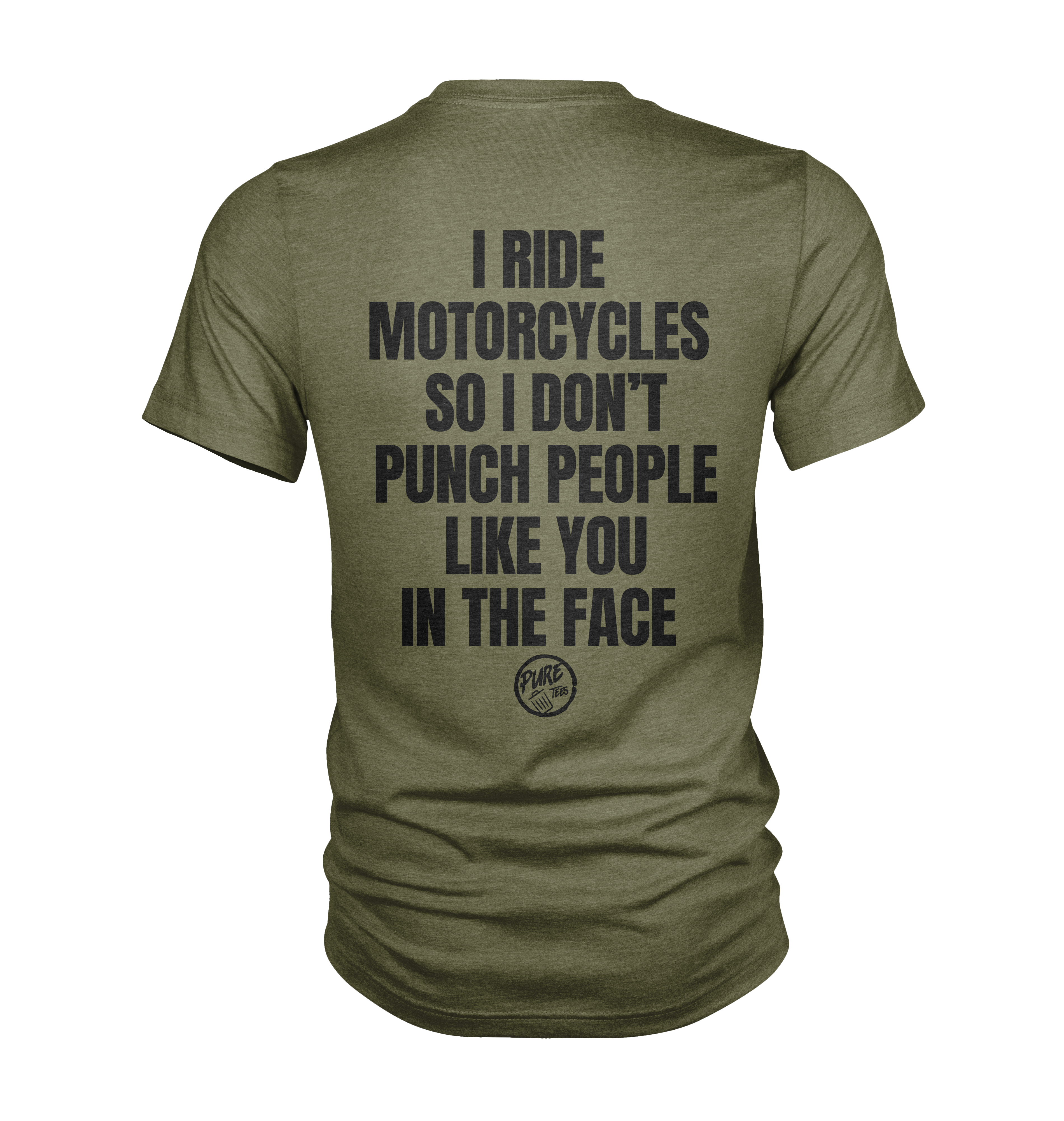 Pure Trash I ride motorcycles maglietta uomo oliva