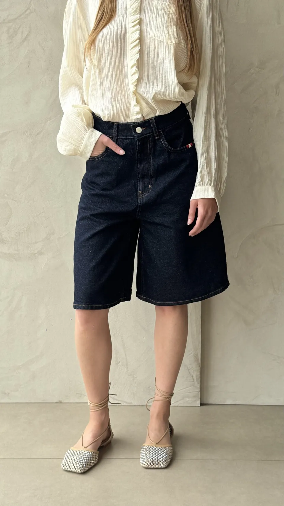 Amish AMD171D5700021 bermuda donna denim blu taglia 27