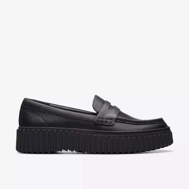 Clarks Torhill Penny 26174870 Mocassino Pelle Nero Tacco 4cm