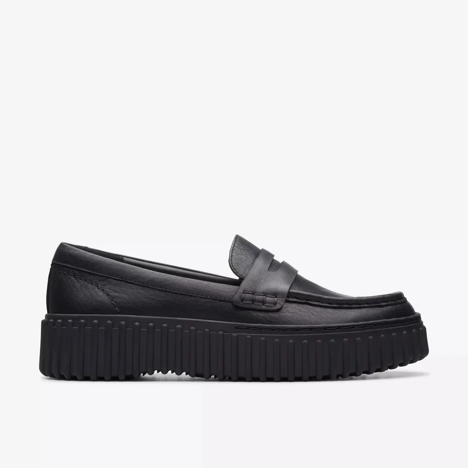 Clarks Torhill Penny 26174870 Mocassino Pelle Nero Tacco 4cm