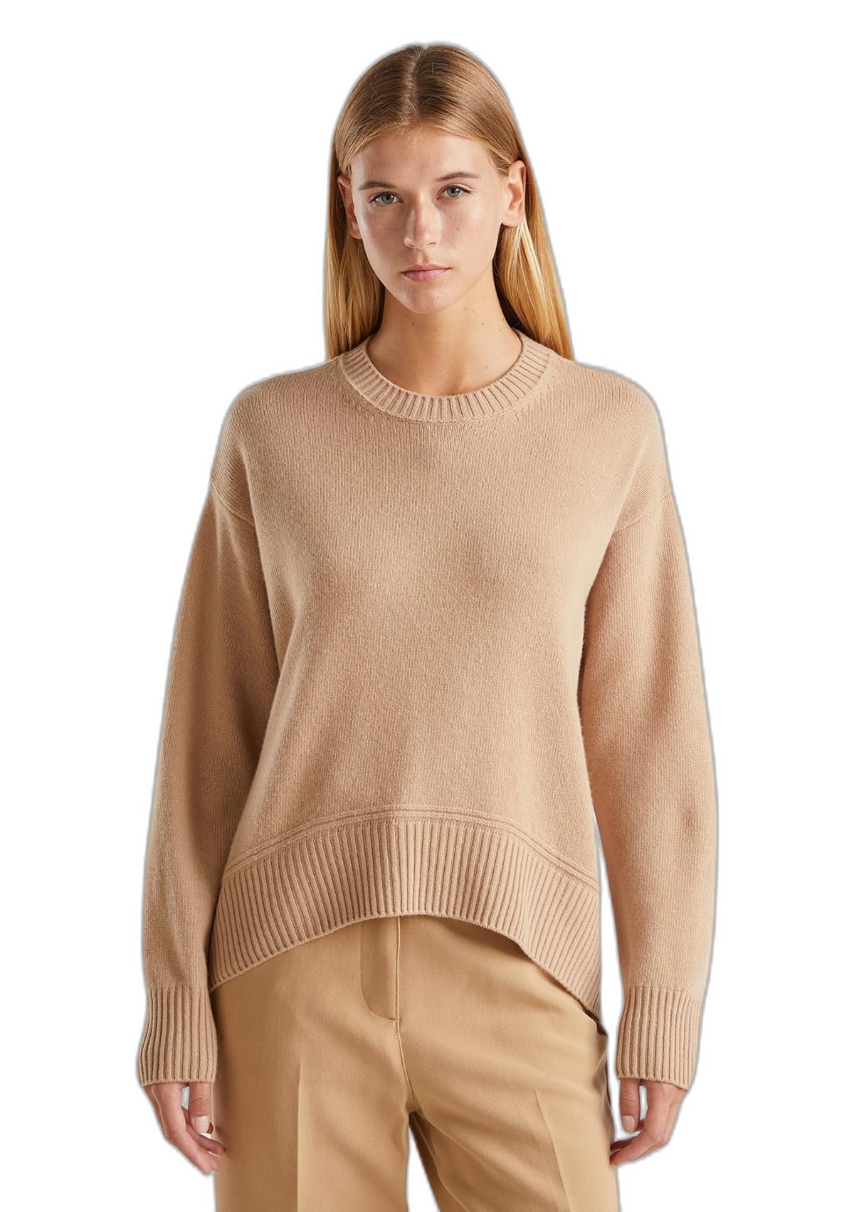Benetton Maglieria 1244d10bc Maglione Boxy Donna Bianco