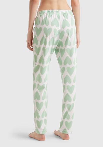 Benetton 3MR73F03H Pantalone Pigiama Donna Cotone Green