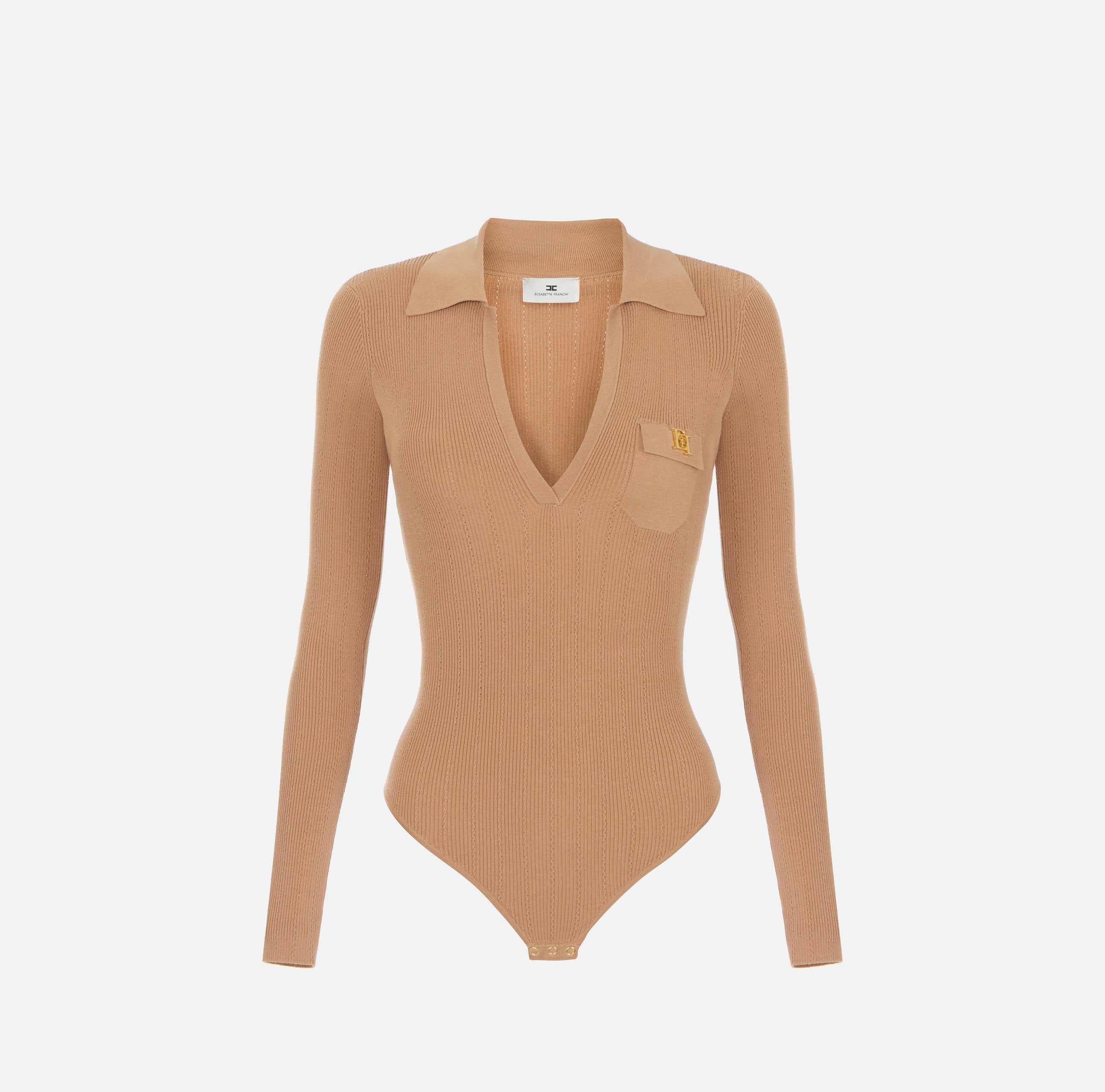 Elisabetta Franchi BK02B66E2 body maglia pelle costine