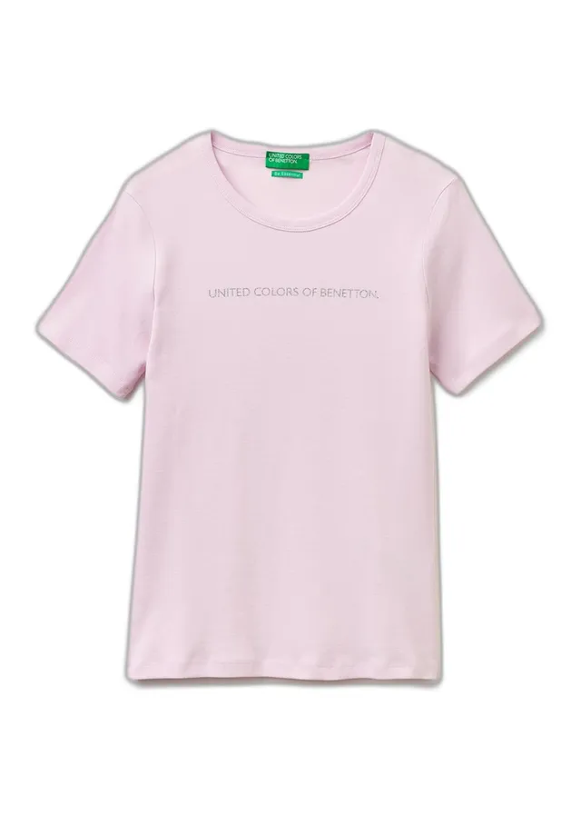 Benetton T-shirt e Polo 3ga8e16a2 T-Shirt Donna Rosa XXS casual