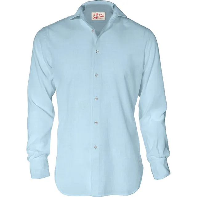 MC2 Saint Barth Pamplona 00555L Camicia Lino Azzurro Uomo