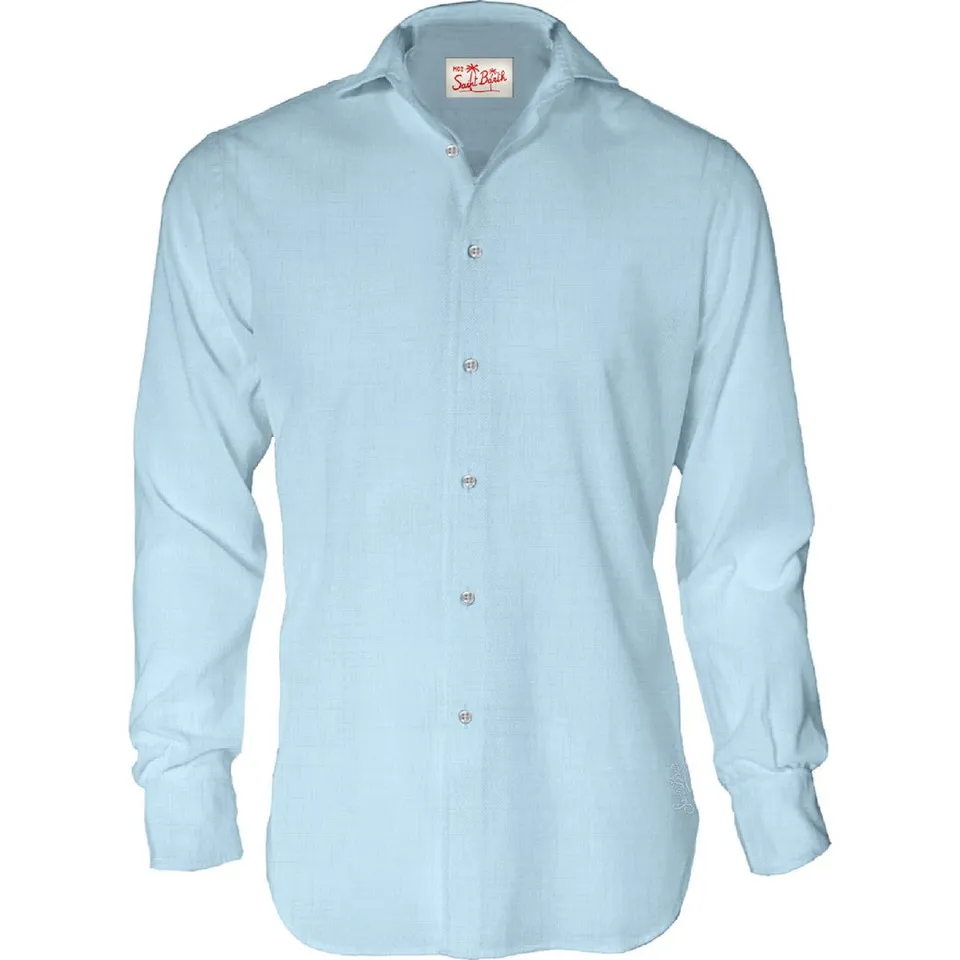 MC2 Saint Barth Pamplona 00555L Camicia Lino Azzurro Uomo