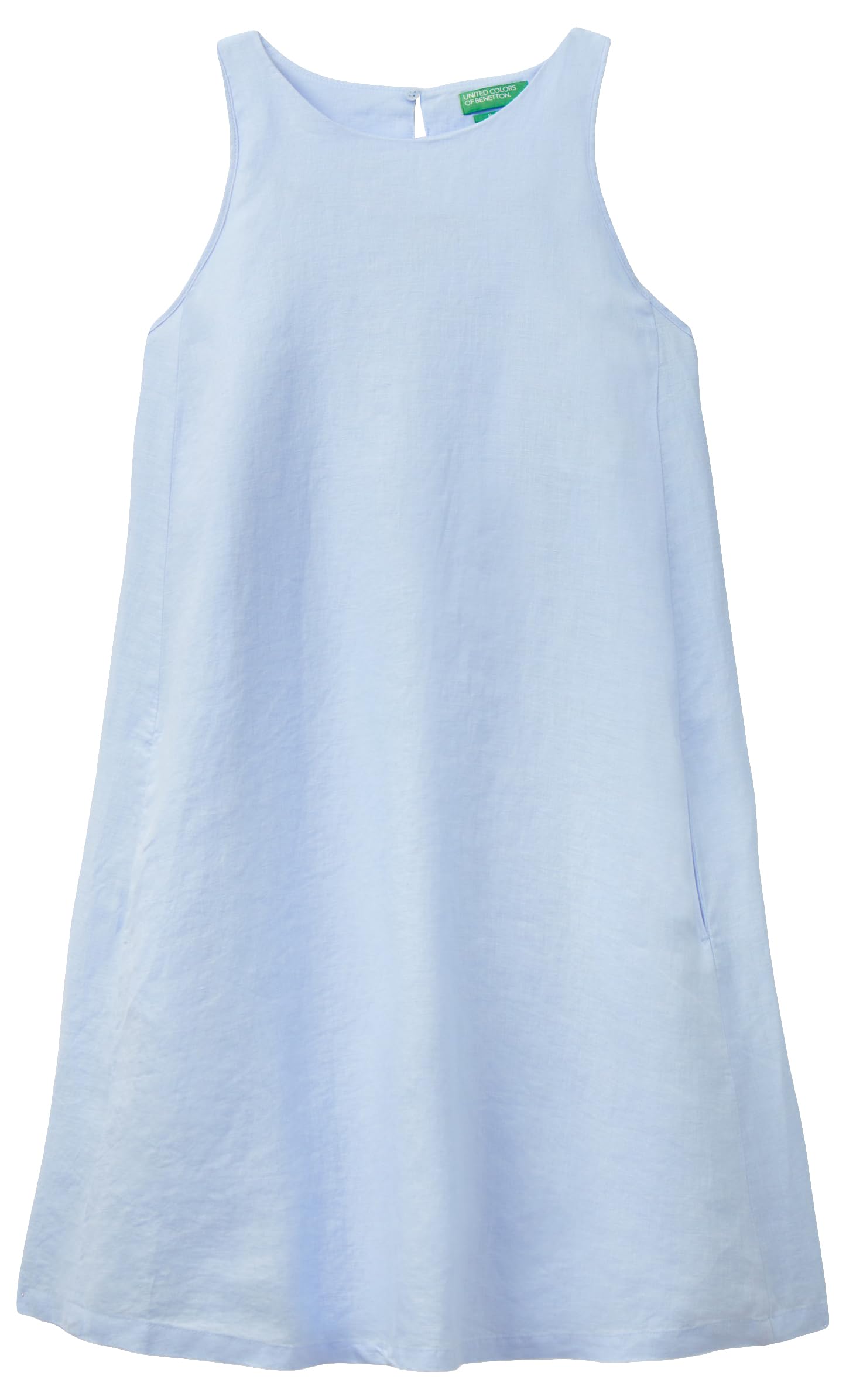 Benetton Vestito Donna Lino Svasato Tasche