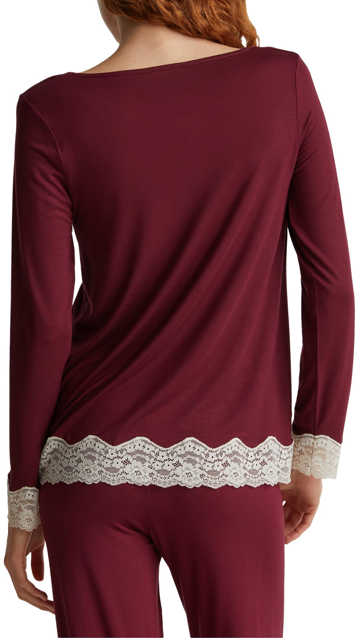 Benetton Maglieria 3z123m07x Maglione Donna Rosso Viscosa Pizzo
