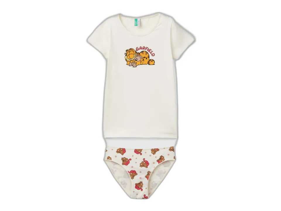 Benetton intimo bambina 2 anni t-shirt + slip Garfield cotone