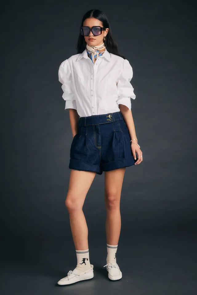 Karen Walker Starboard Shorts Indigo denim donna