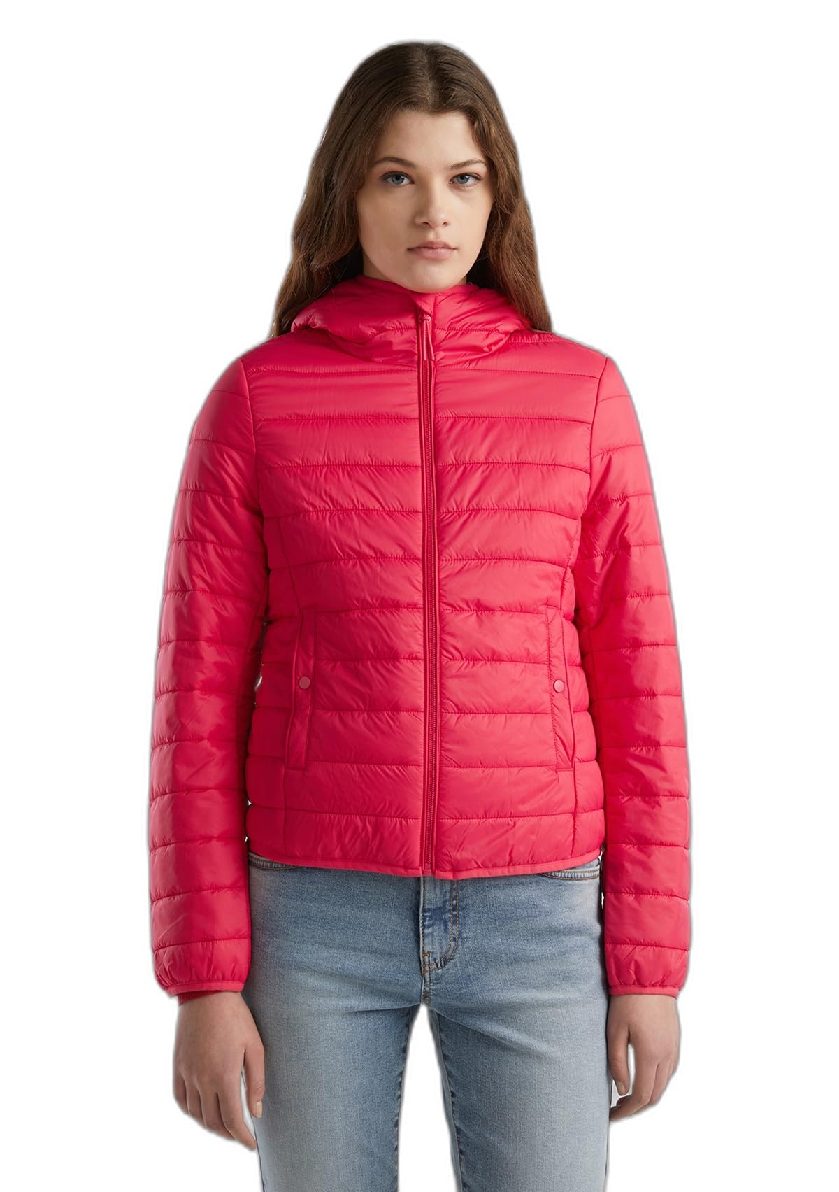 Benetton 2twddn024 giacca donna nero 100 micropiuma dritto