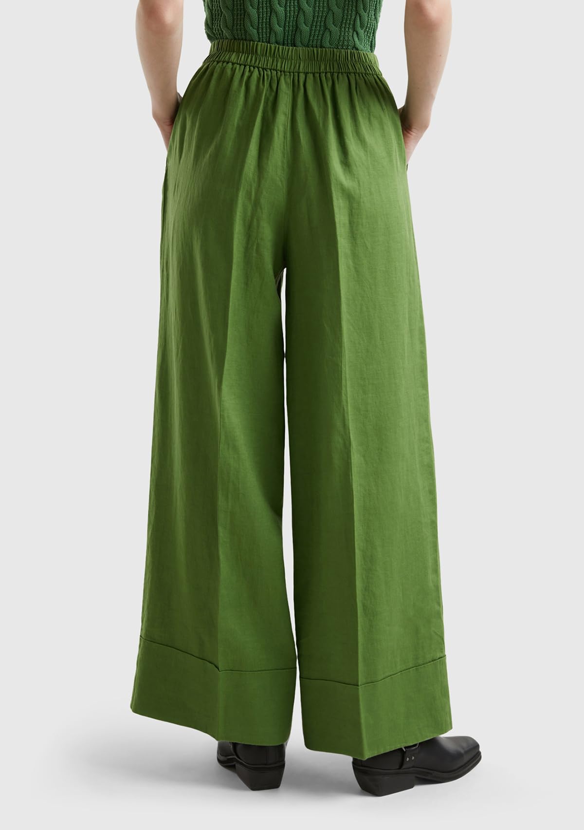 Benetton 4AGHDF016 Pantaloni Palazzo Verde Bosco XXS