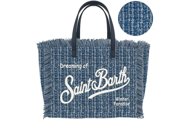 MC2 Saint Barth Vanity Mini Borsa Tweed Blu Avio