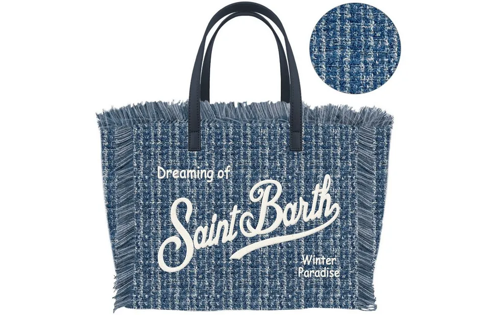 MC2 Saint Barth Vanity Mini Borsa Tweed Blu Avio