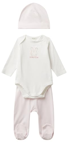 Benetton Set Body Pantalone Berretto Neonato Jersey Coniglietto