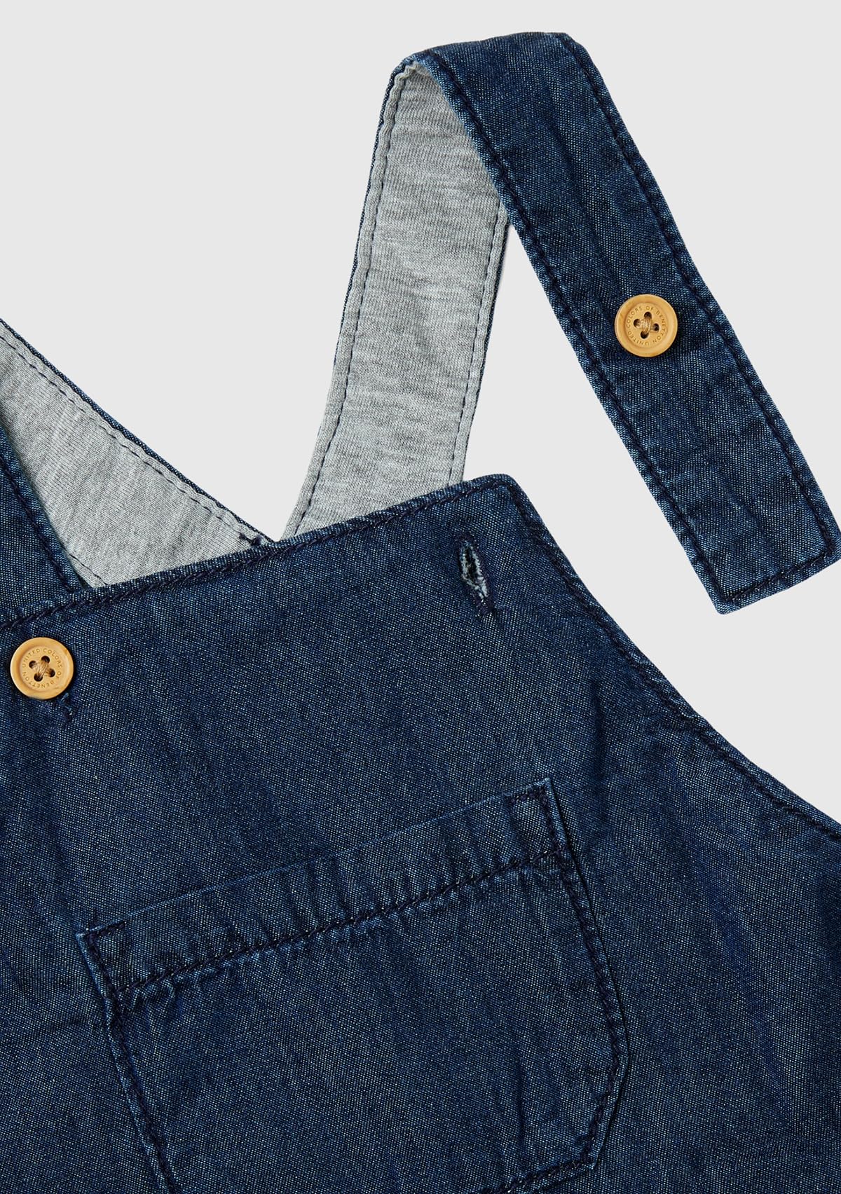 Benetton Salopette Denim Donna Fodera a Quadri