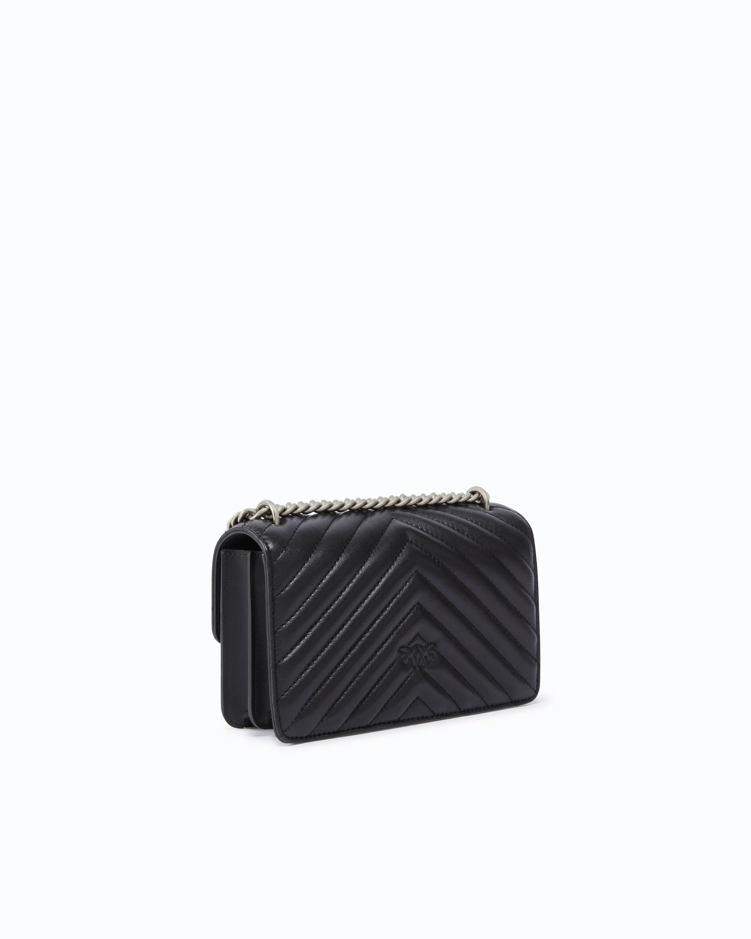 Pinko Love One Mini 100074-A0GK Borsa Donna Nero Silver Nappa